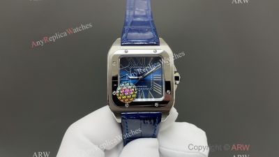 Cartier Santos 51*41.3mm for Men 44.2*35.6mm for Women 2824 Movement Pink/Beige/Blue Band  Couple Watch
